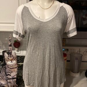 P womens No Comment casual gray short sleeve stretch top XL